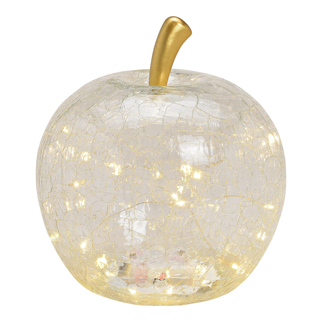 Apple with 30 LED lights, with timer, made of transparent glass (W/H/D) 22x24x22cm