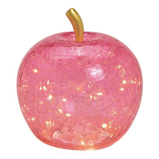 Apfel mit 30er LED, mit Timer, aus Glas Pink/Rosa (B/H/T) 22x24x22cm