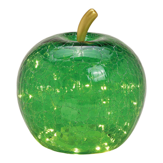 Apfel mit 30er LED, mit Timer, aus Glas Dunkelgrün (B/H/T) 22x24x22cm