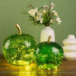 Apfel mit 30er LED, mit Timer, aus Glas Dunkelgrün (B/H/T) 22x24x22cm