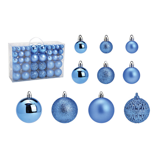 Weihnachtskugeln aus Kunststoff, 100er-Set, Königsblau, Ø3/4/6cm (B/H/T) 23x35x12cm