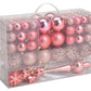 Weihnachtskugeln aus Kunststoff, 111er-Set, Pink/Rosa Ø3/4/6cm (B/H/T) 23x35x12cm