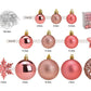 Weihnachtskugeln aus Kunststoff, 111er-Set, Pink/Rosa Ø3/4/6cm (B/H/T) 23x35x12cm