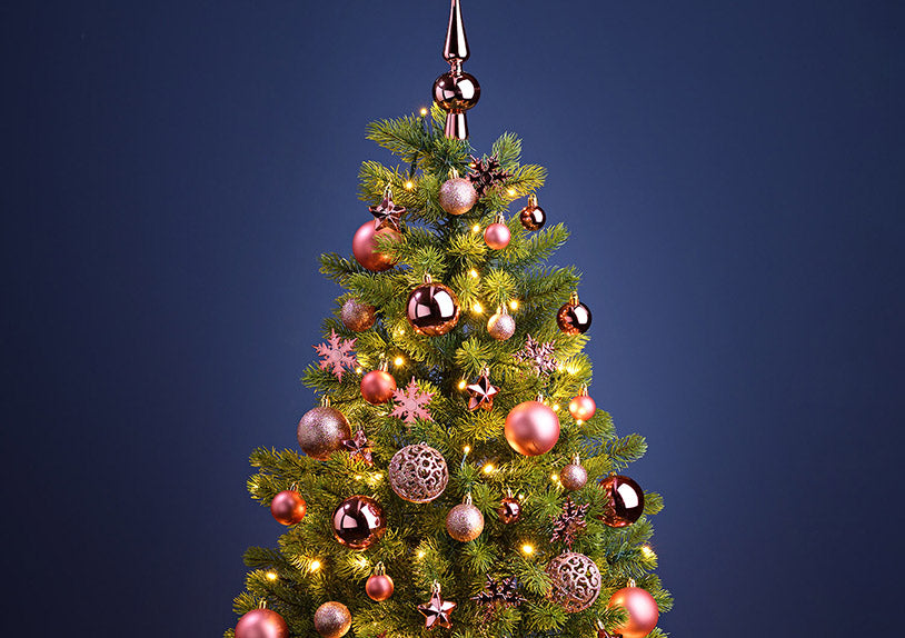 Weihnachtskugeln aus Kunststoff, 111er-Set, Pink/Rosa Ø3/4/6cm (B/H/T) 23x35x12cm