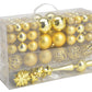 Weihnachtskugeln aus Kunststoff, 111er-Set, Lemon Gold Ø3/4/6cm (B/H/T) 23x35x12cm