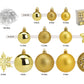 Weihnachtskugeln aus Kunststoff, 111er-Set, Lemon Gold Ø3/4/6cm (B/H/T) 23x35x12cm