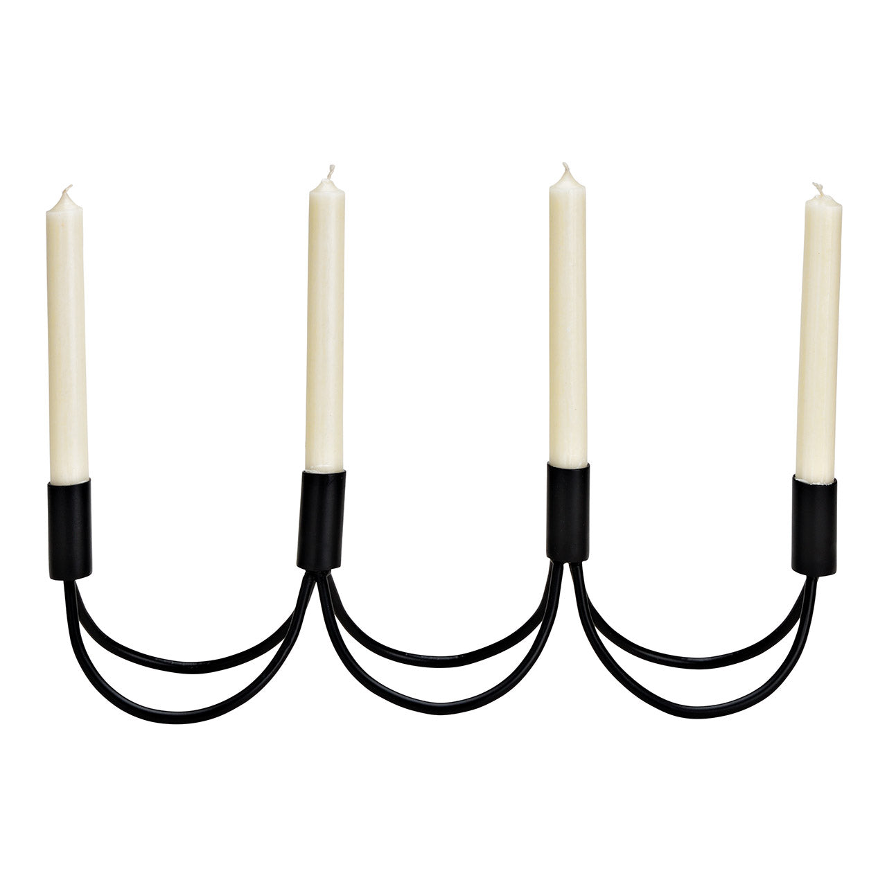 Advent arrangement, candle holder made of metal, black (W/H/D) 44x12x9cm