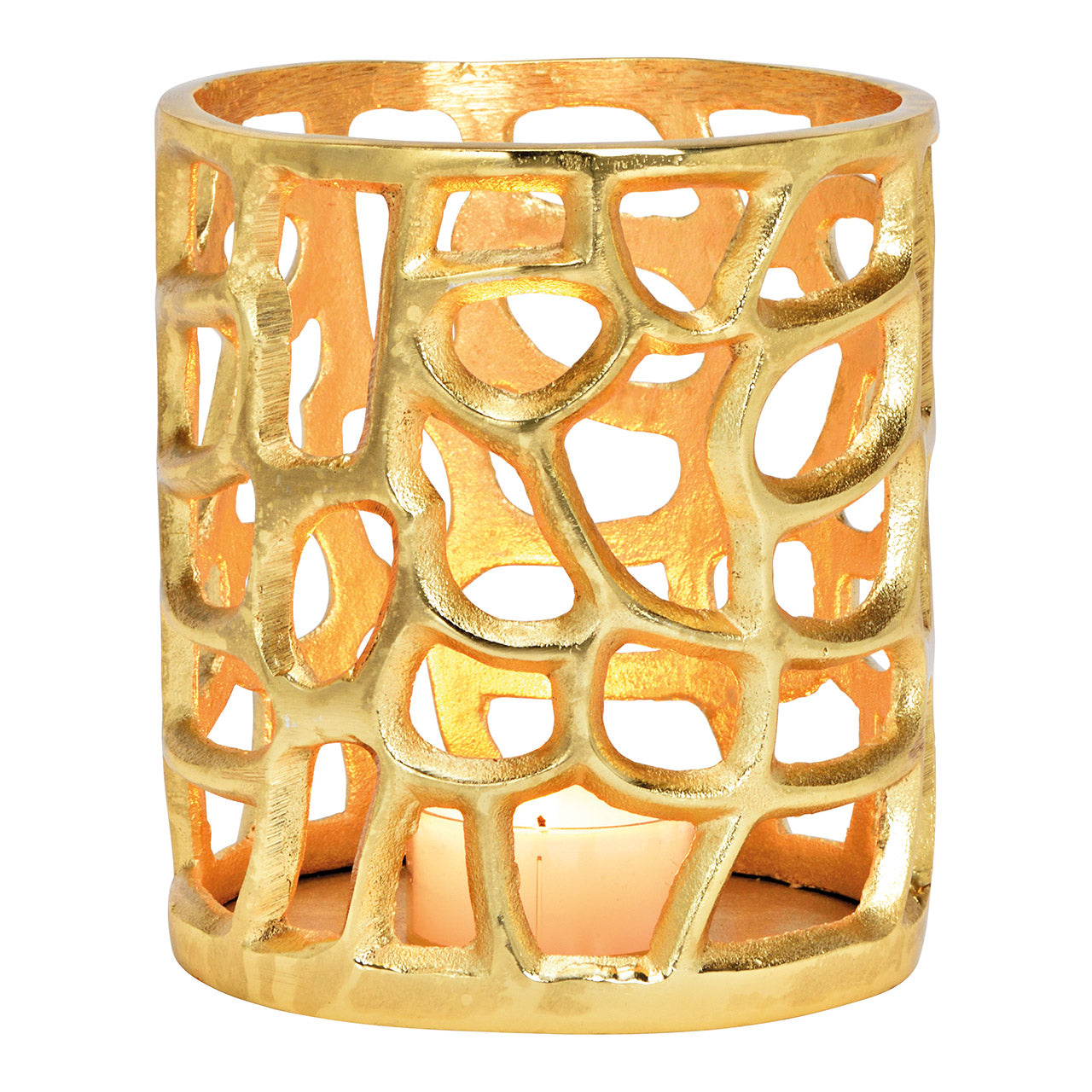 Windlicht aus Metall Gold (B/H/T) 14x17x14cm