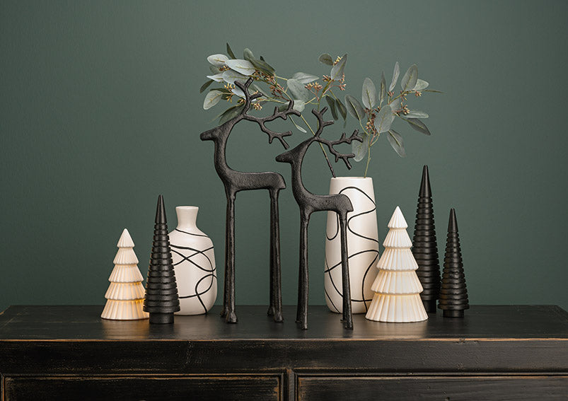 Deko Hirsch aus Metall, Schwarz, (B/H/T) 19x45x10 cm