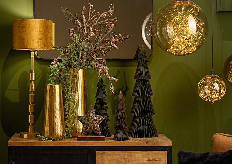 Display Tannenbaum Honeycomb mit Glitter aus Papier/Pappe schwarz (B/H/T) 14x40x14cm