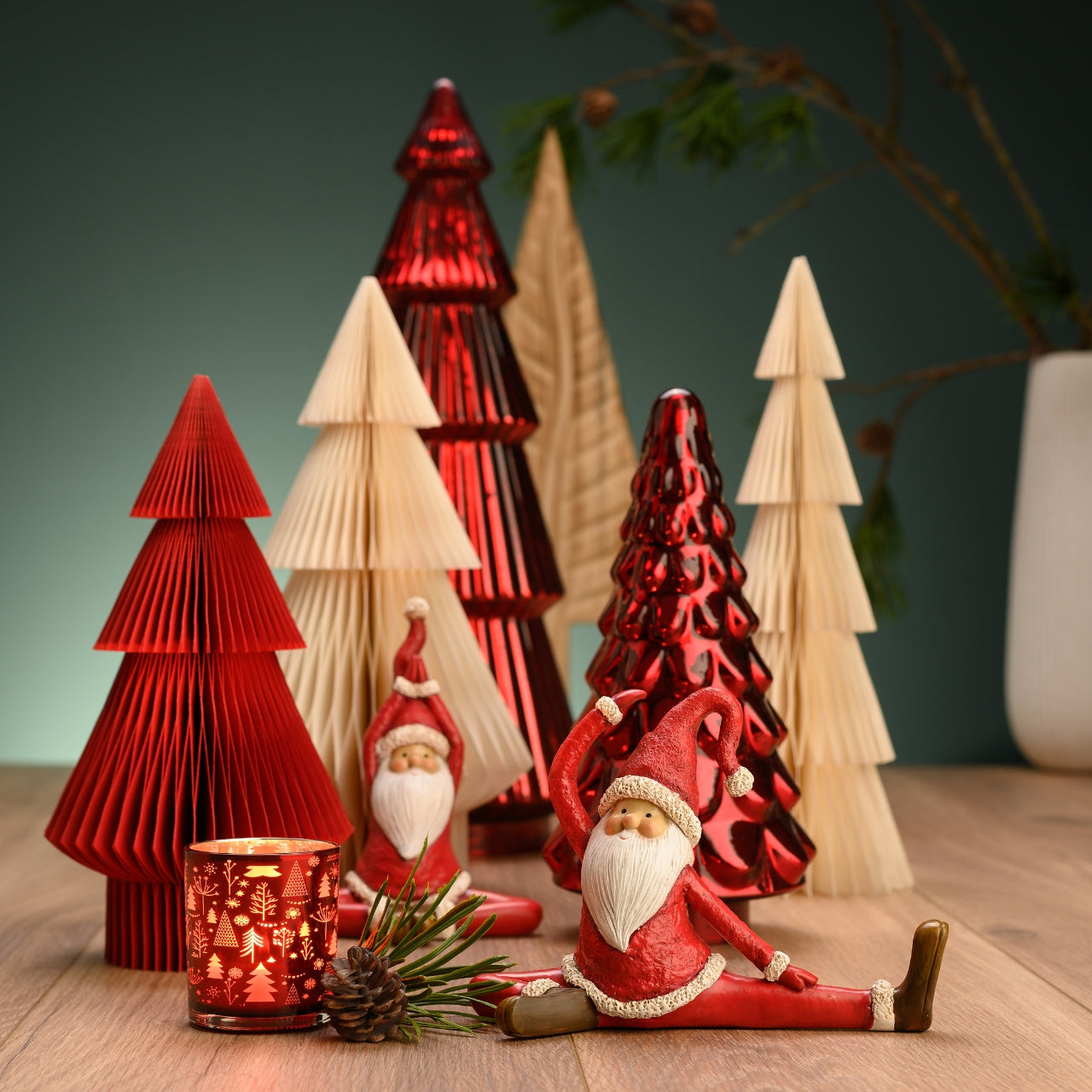 Dekorative Glas-Weihnachtsbaum, Rot (B/H/T) 14x23x14cm