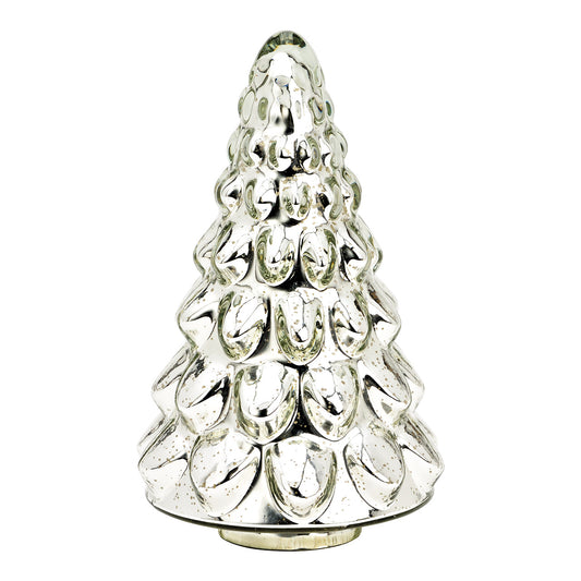 Weihnachtsbaum aus Glas silber (B/H/T) 14x23x14cm