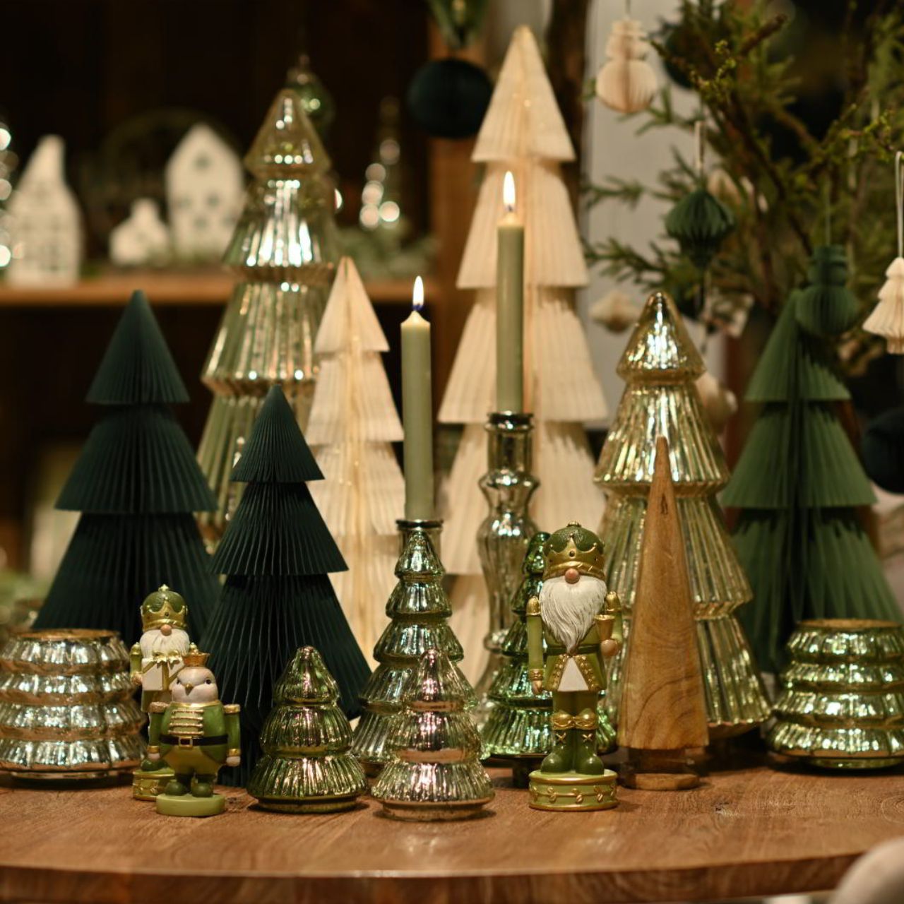 Tannenbaum aus Glas champagner (B/H/T) 17x38x17cm