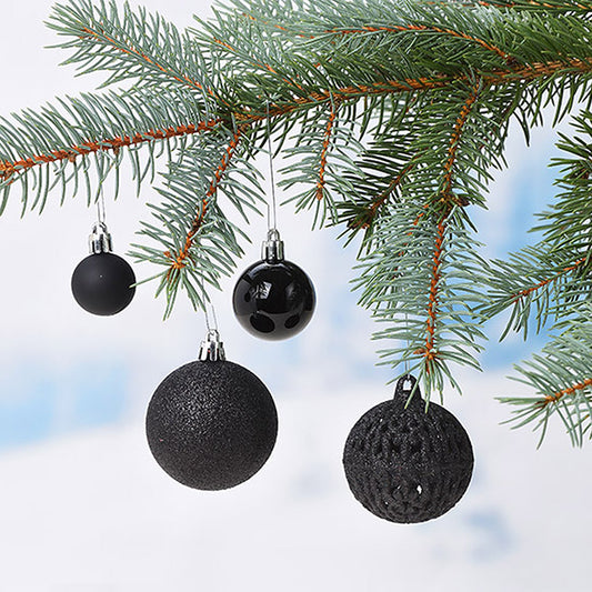 Christmas baubles made of plastic, set of 100, Black Ø3/4/6cm (W/H/D) 35x23x12cm