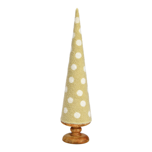 Display stand Christmas tree made of mango wood, textile light beige (W/H/D) 13x54x13cm