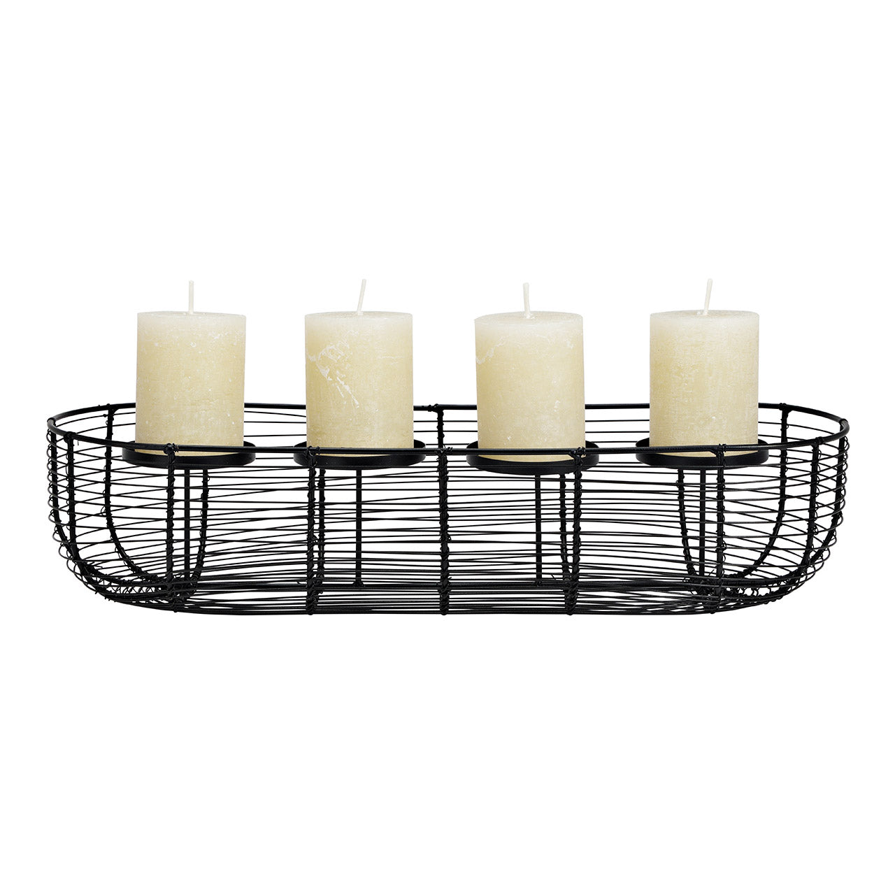 Adventskorb aus Metall, schwarz (B/H/T) 50x12x20cm