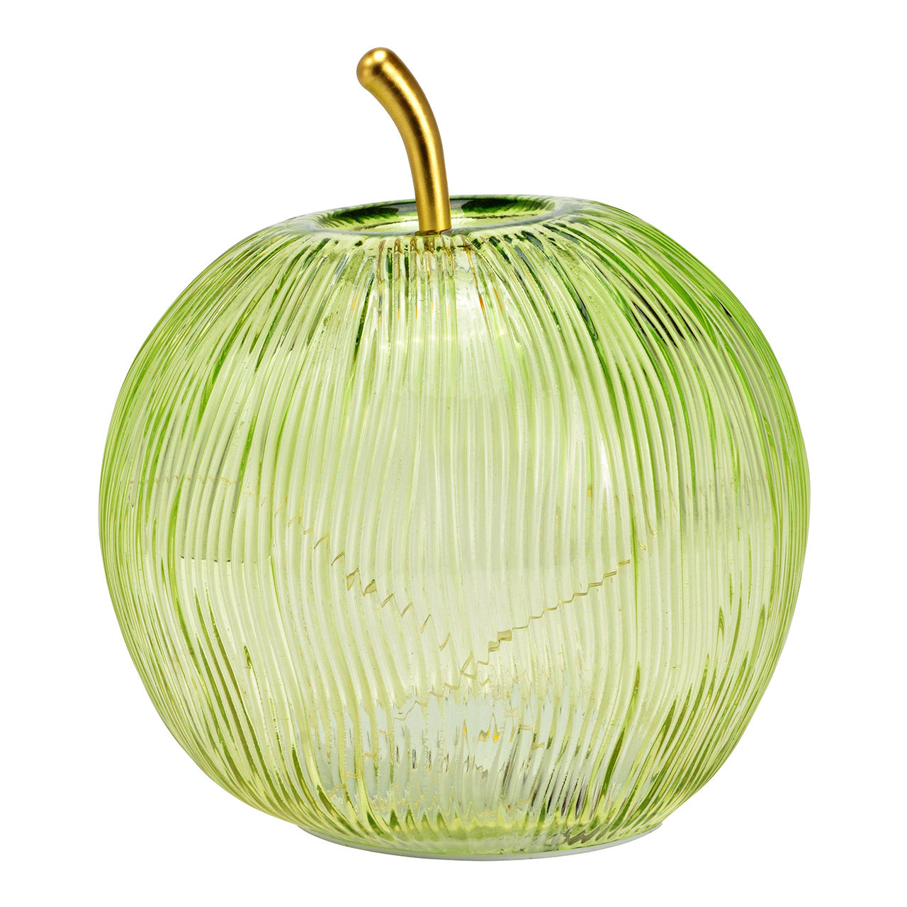 Deko Apfel mit 15er LED/Timer aus Glas, Grün (B/H/T) 16x17x16cm