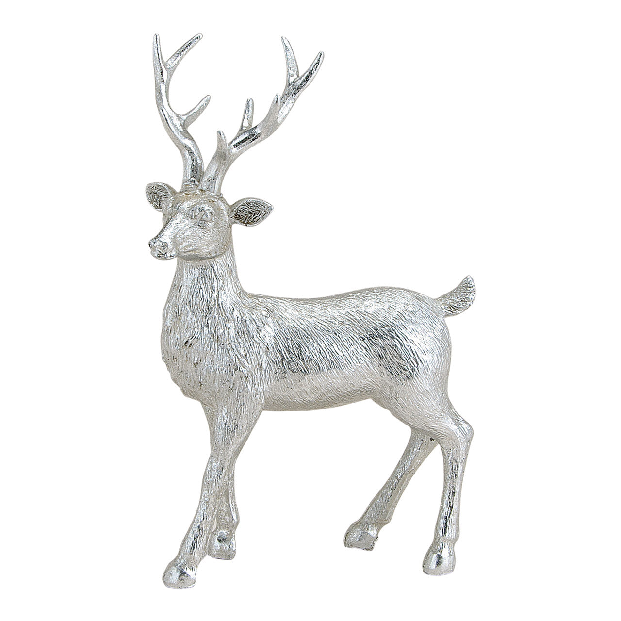 Hirsch in Silber aus Poly, B14 x T8 x H21 cm