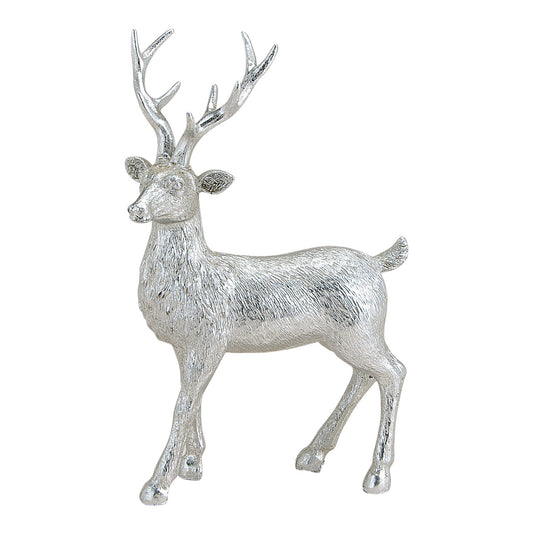 Hirsch in Silber aus Poly, B14 x T8 x H21 cm