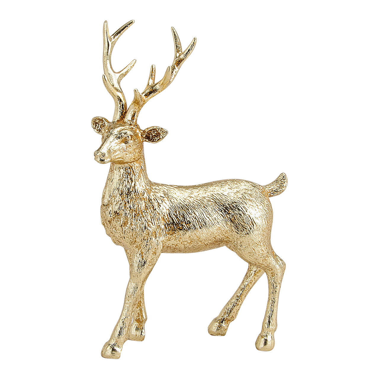 Hirsch in Gold aus Poly, B14 x T8 x H21 cm