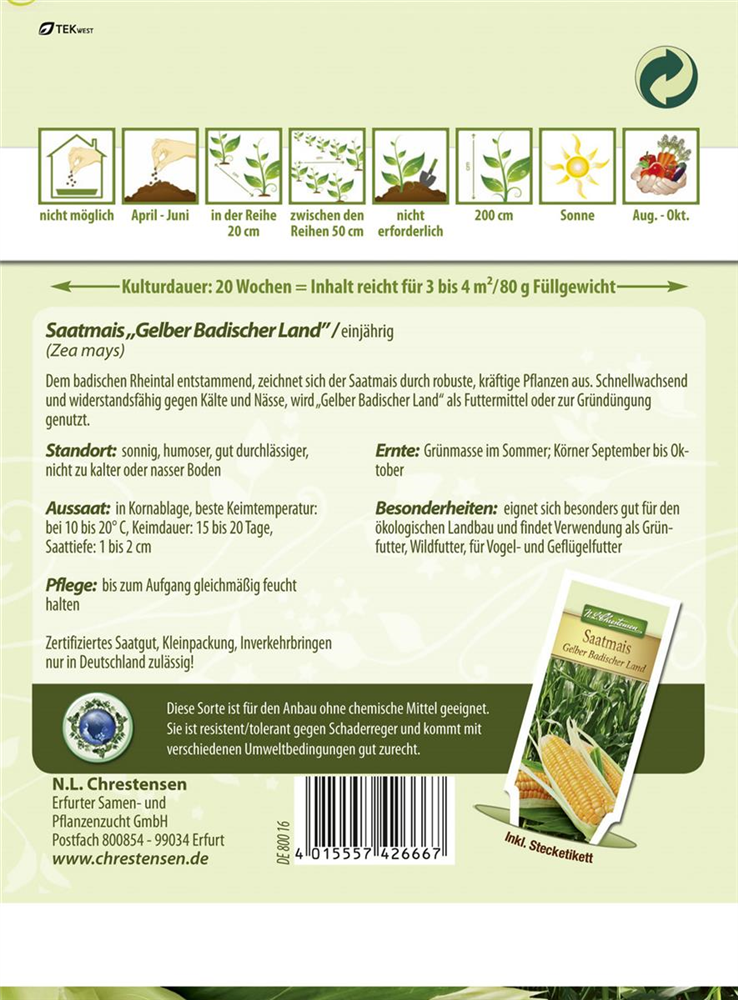 Saatmaissamen 'Gelber Badischer Land'