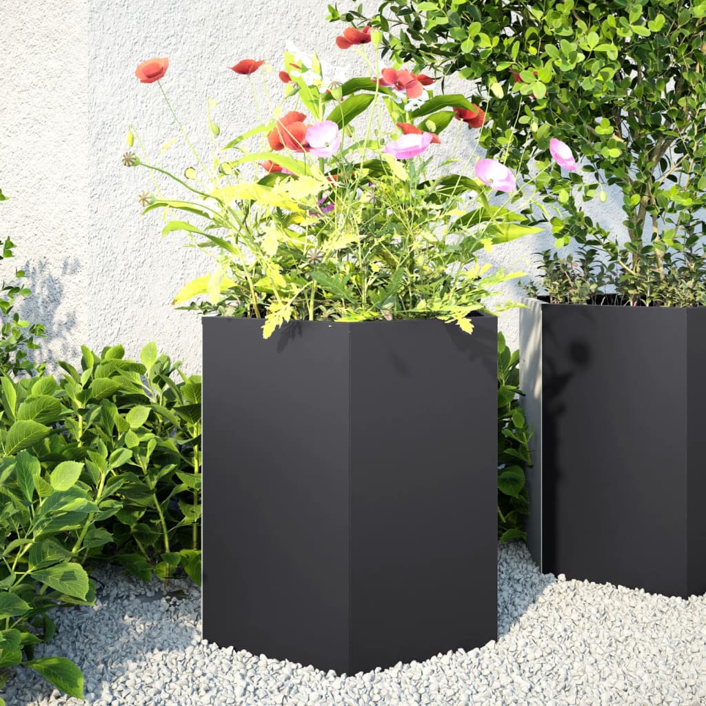 Garten-Pflanzgefäße 2Stk.sechseckig 46X40X45Cm Verzinkter Stahl
