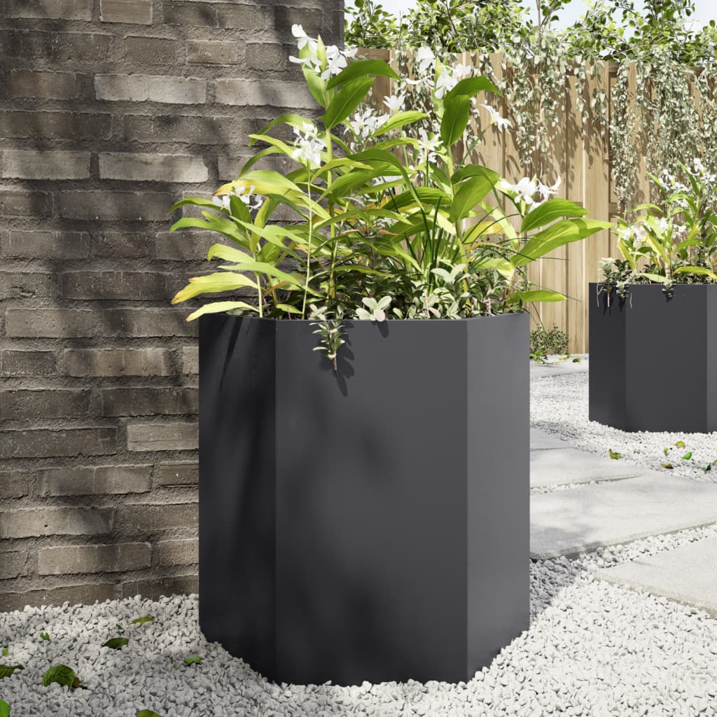 Garten-Pflanzgefäße 2Stk.sechseckig 46X40X45Cm Verzinkter Stahl