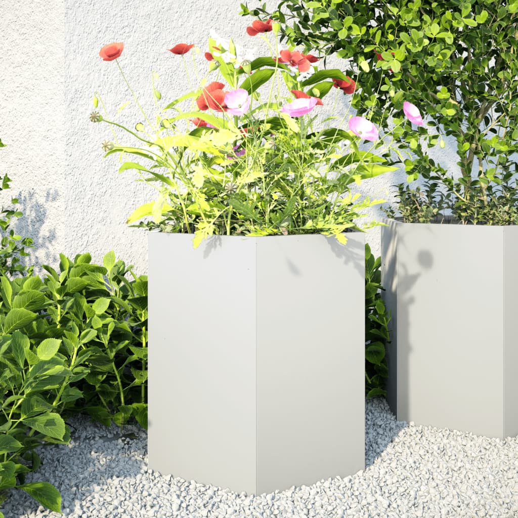 Garten-Pflanzgefäße 2Stk.sechseckig 46X40X45Cm Verzinkter Stahl