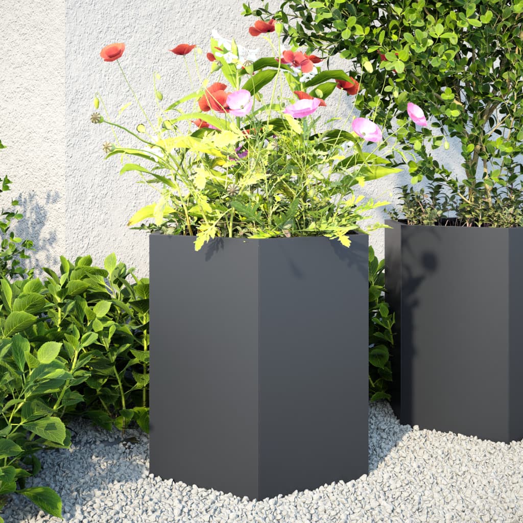 Garten-Pflanzgefäße 2Stk.sechseckig 46X40X45Cm Verzinkter Stahl