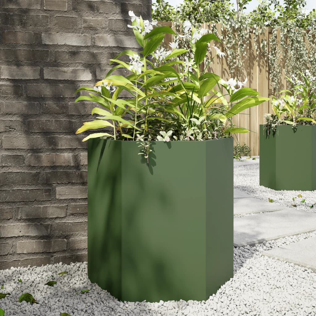 Garten-Pflanzgefäße 2Stk.sechseckig 46X40X45Cm Verzinkter Stahl