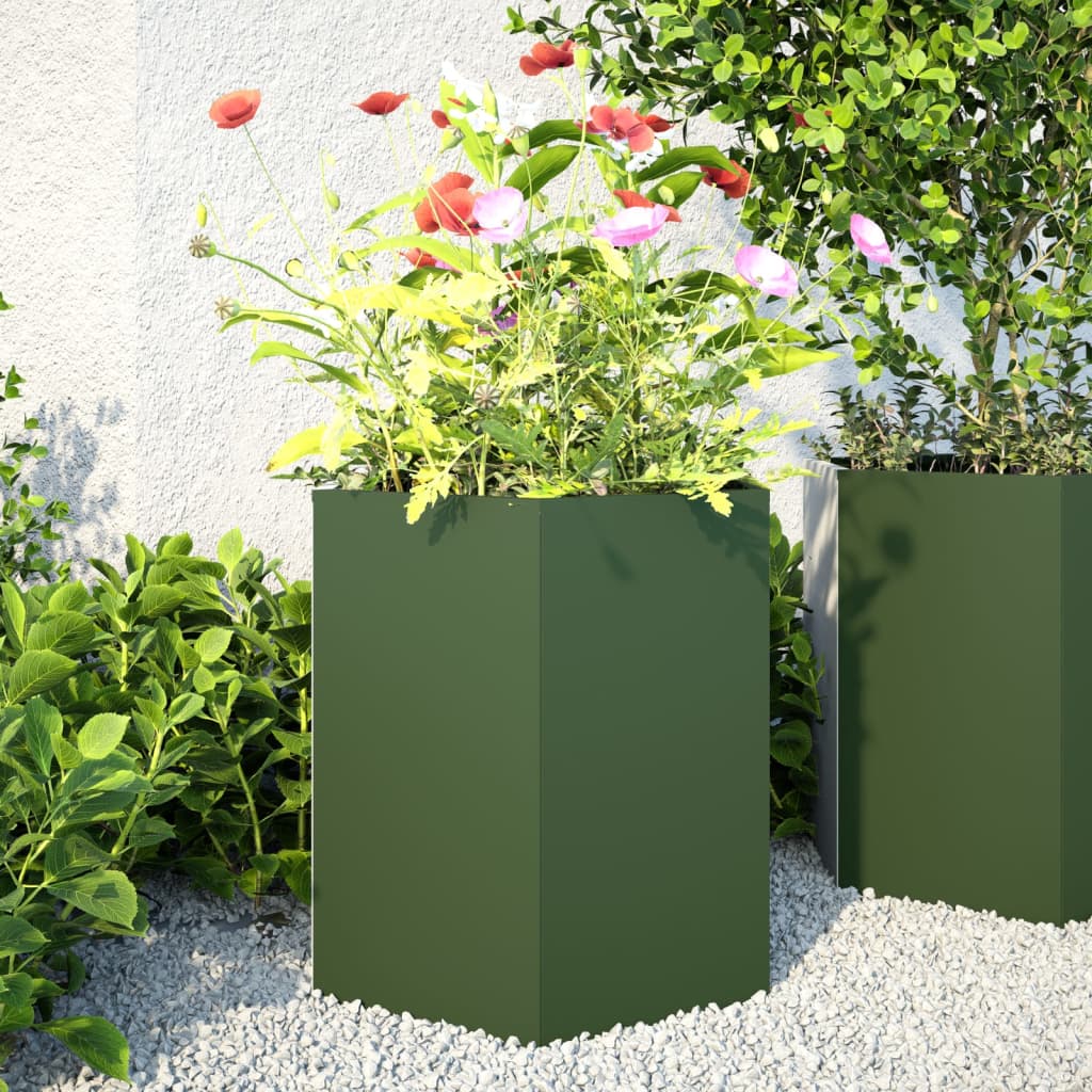 Garten-Pflanzgefäße 2Stk.sechseckig 46X40X45Cm Verzinkter Stahl