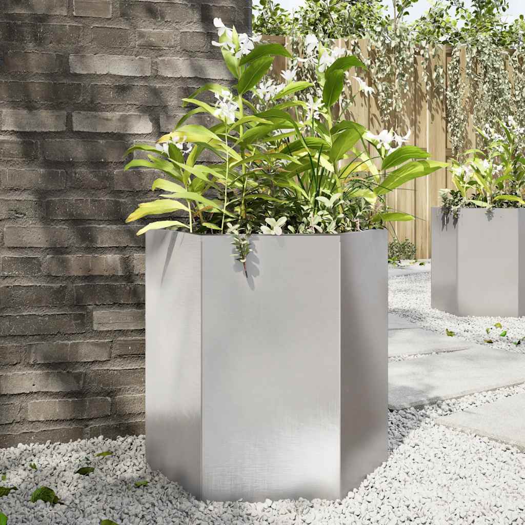 Garten-Pflanzgefäße 2Stk.sechseckig 46X40X45Cm Verzinkter Stahl