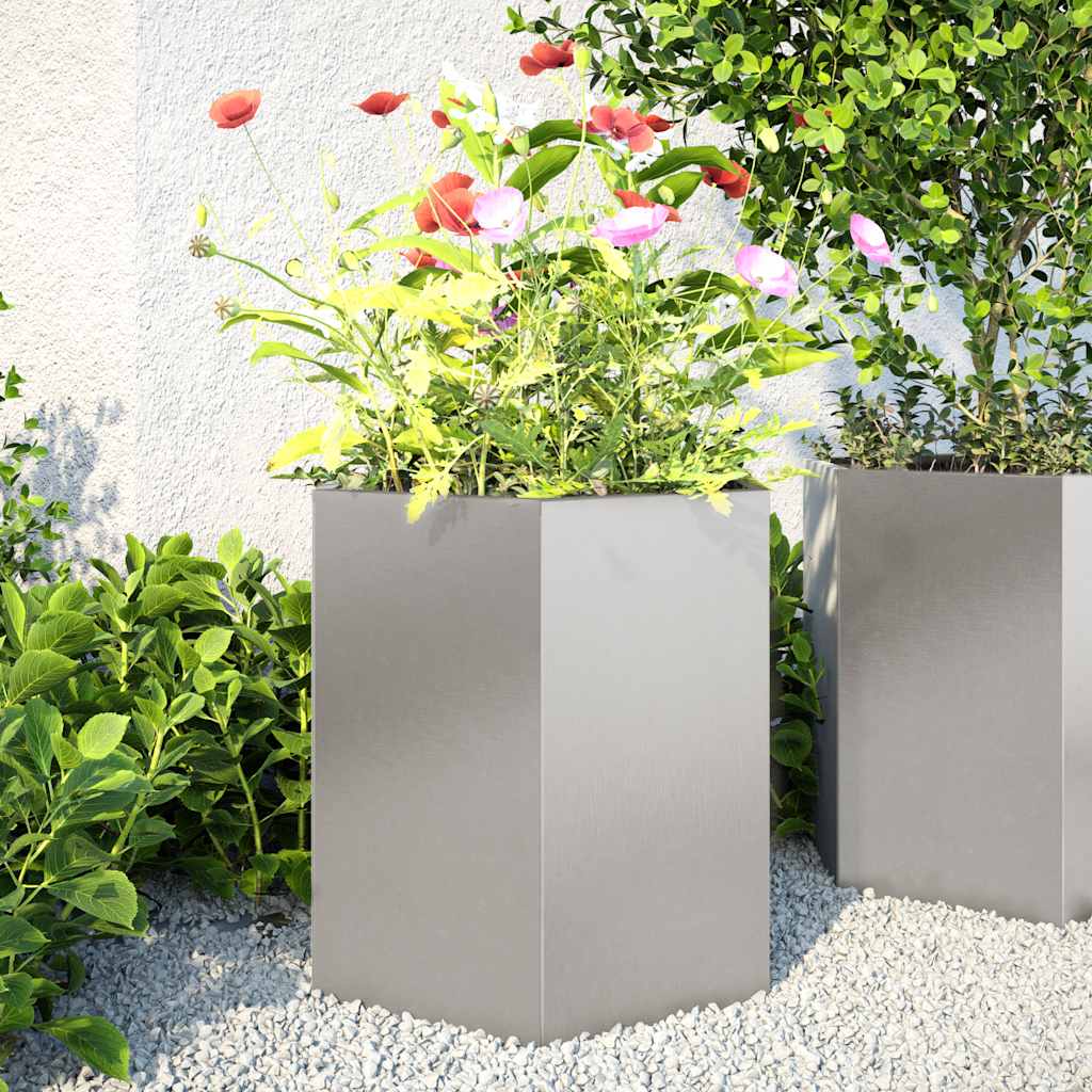 Garten-Pflanzgefäße 2Stk.sechseckig 46X40X45Cm Verzinkter Stahl