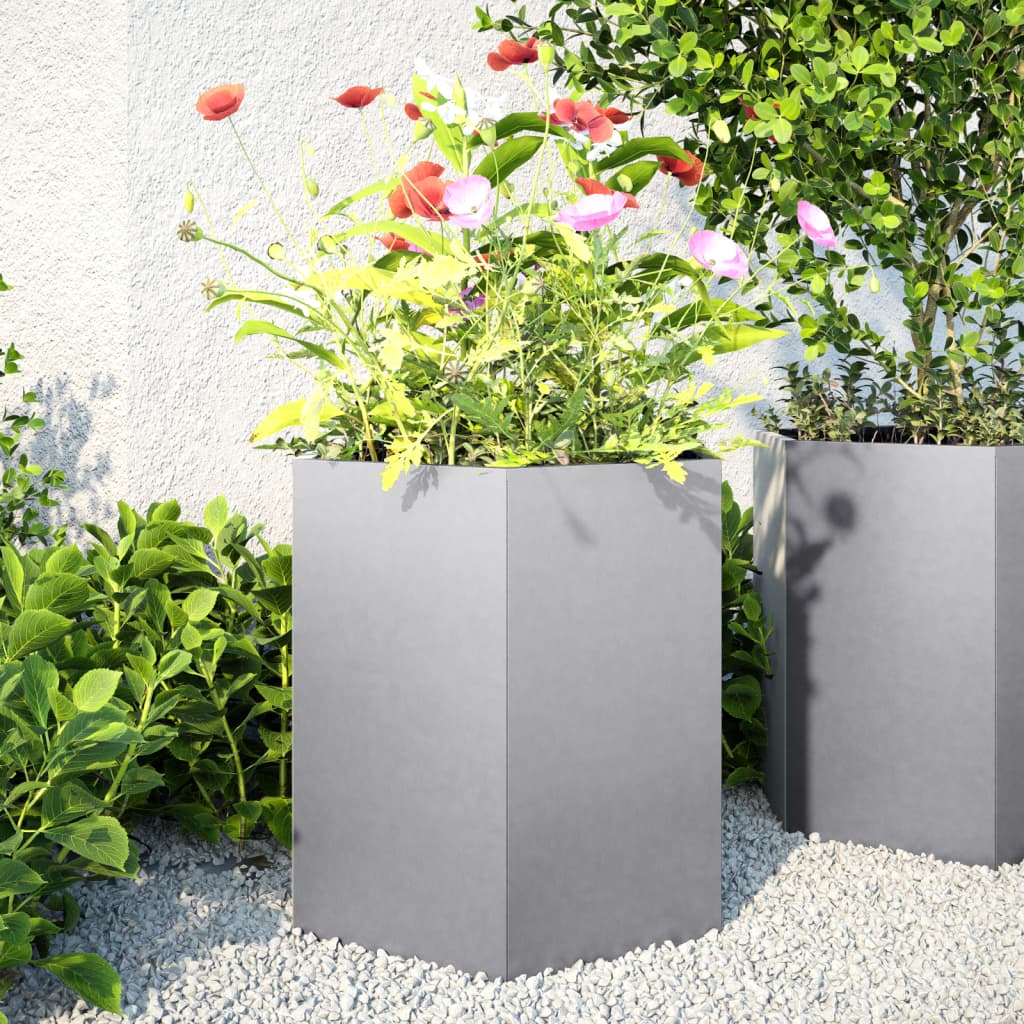 Garten-Pflanzgefäße 2Stk.sechseckig 46X40X45Cm Verzinkter Stahl