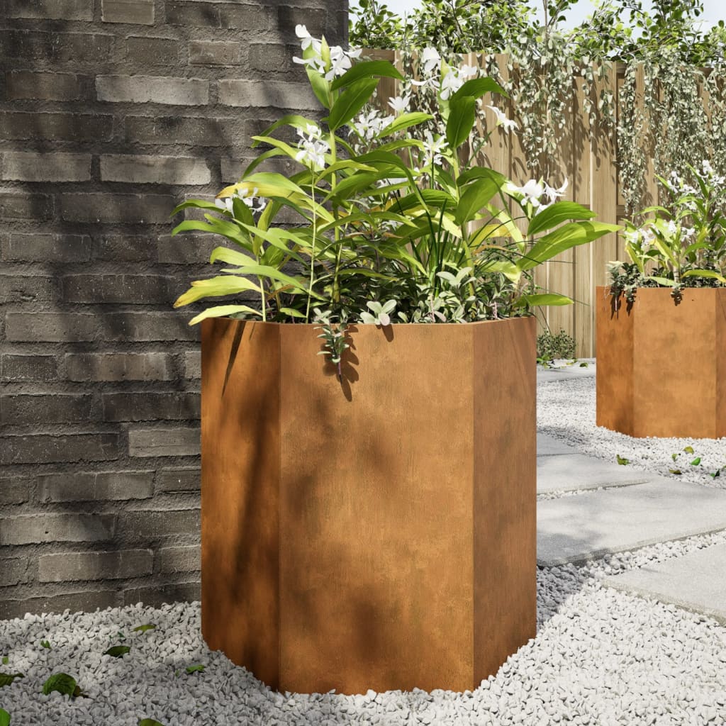Garten-Pflanzgefäße 2Stk.sechseckig 46X40X45Cm Verzinkter Stahl