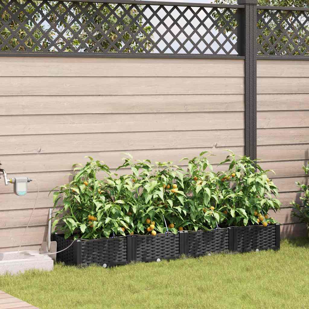 Garten Blumenkübel Mit Bewässerung Und Rädern 4 Stk. Pp