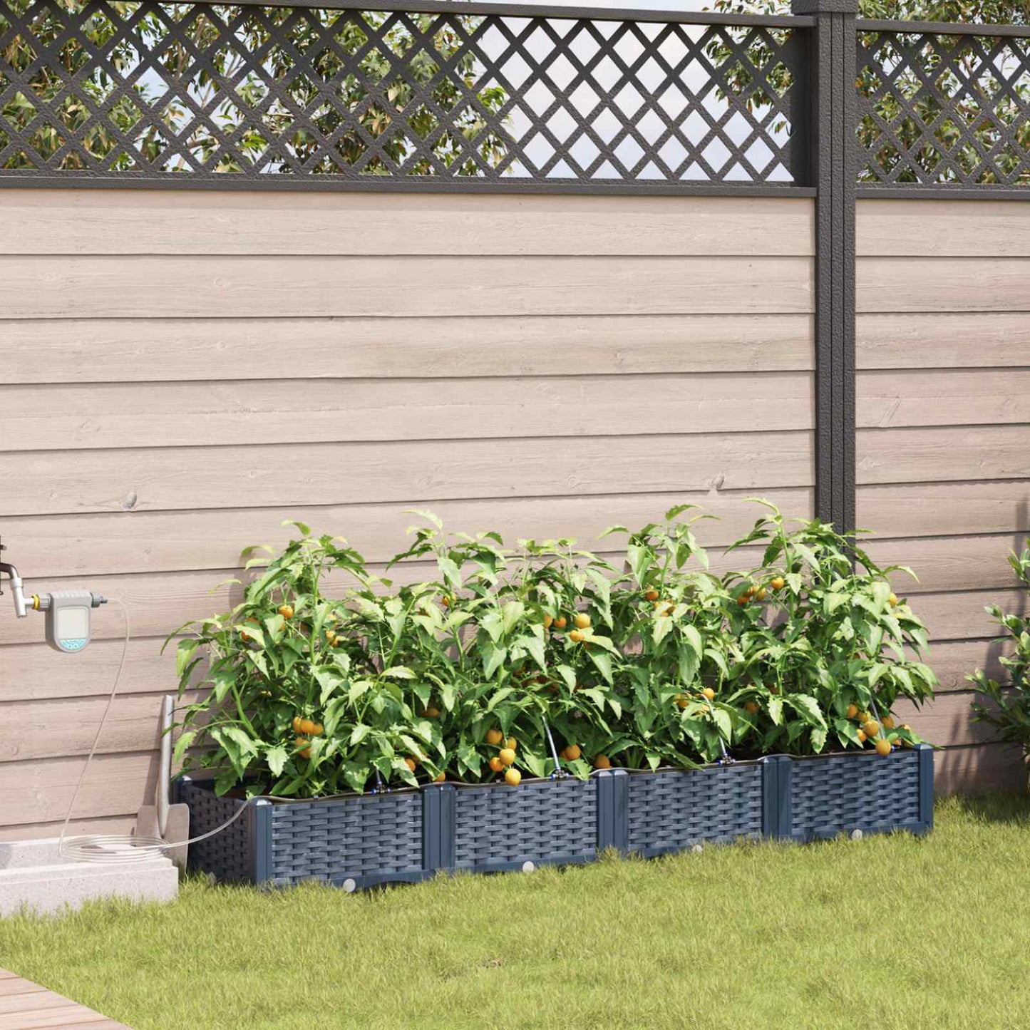 Garten Blumenkübel Mit Bewässerung Und Rädern 4 Stk. Pp