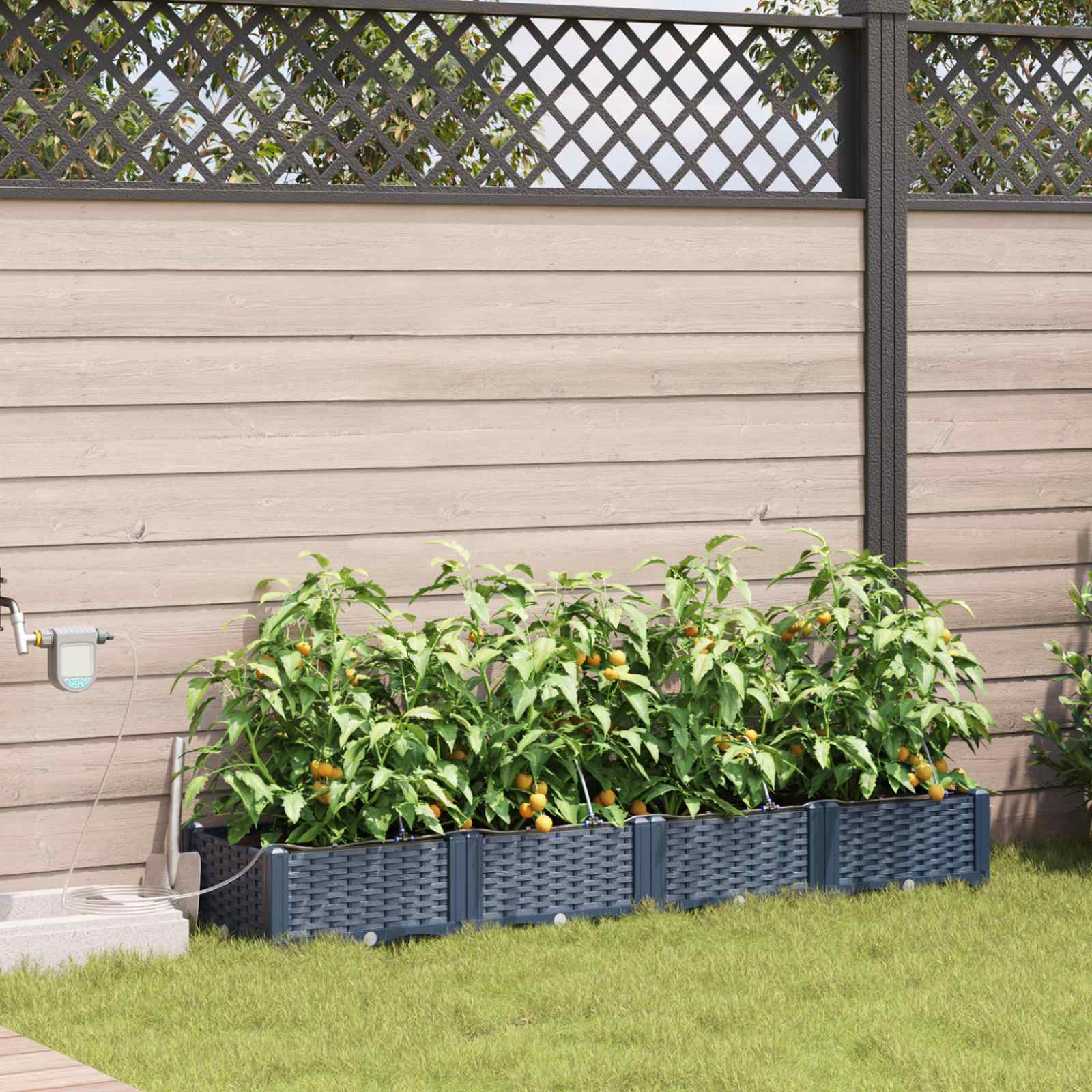 Garten Blumenkübel Mit Bewässerung Und Rädern 4 Stk. Pp