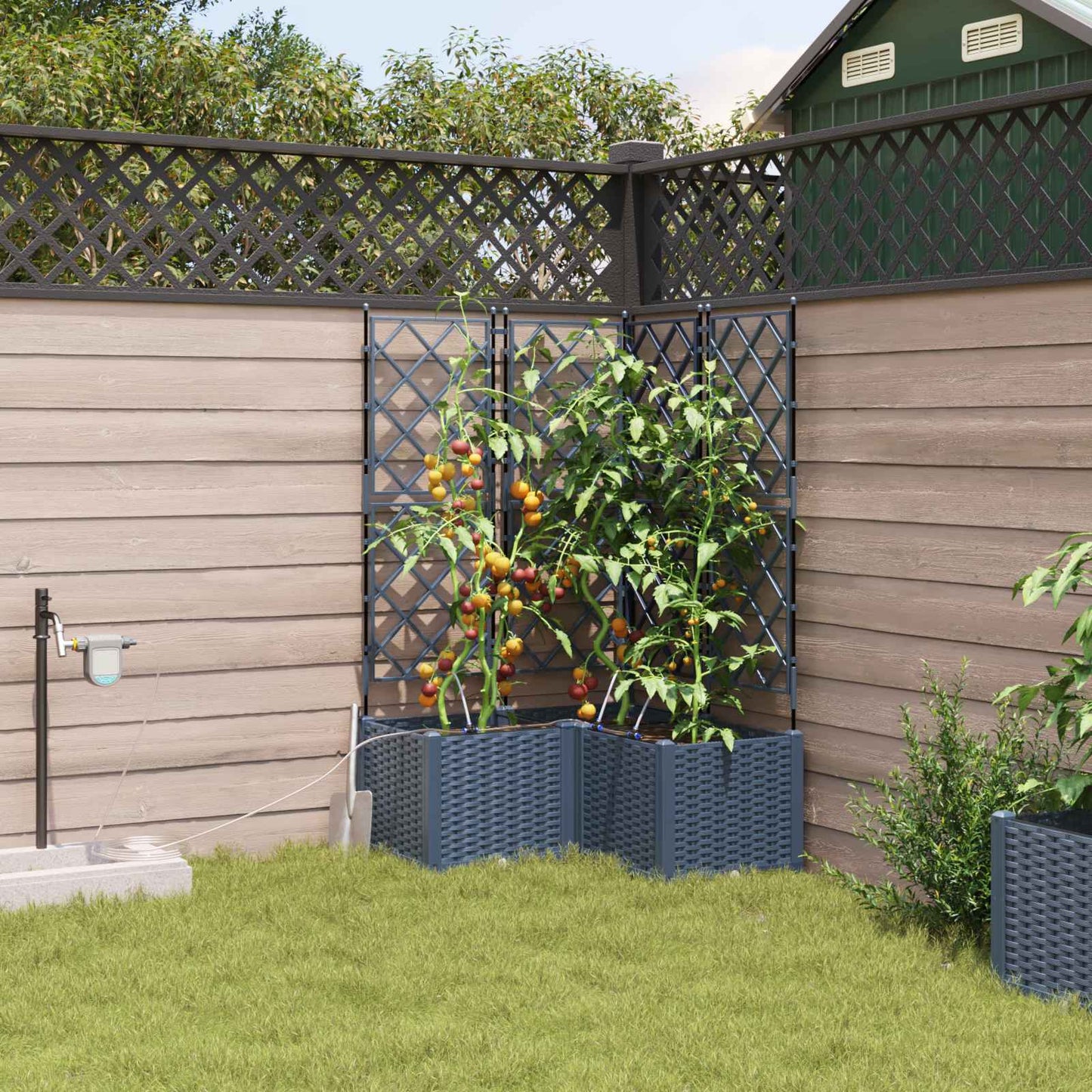 Garten Blumenkübel Mit Bewässerung Und Rädern 4 Stk. Pp