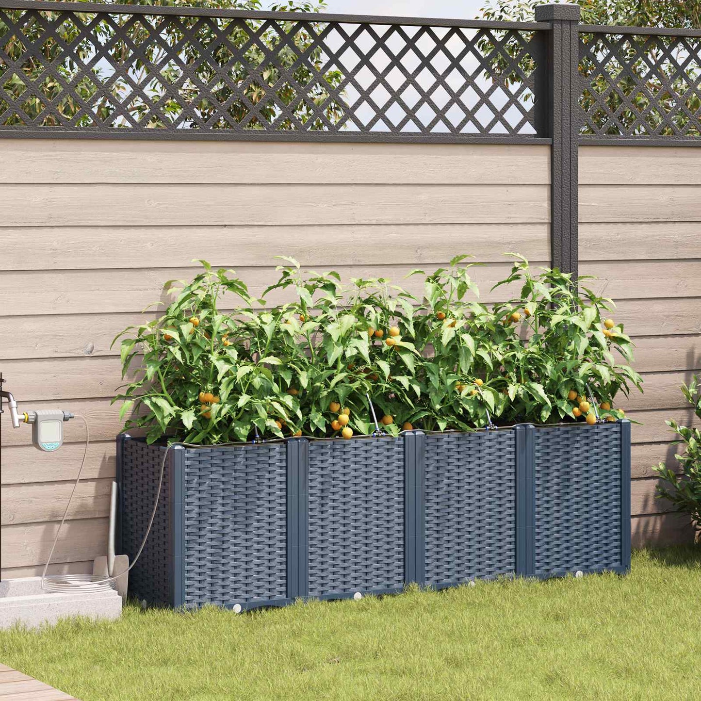 Garten Blumenkübel Mit Bewässerung Und Rädern 4 Stk. Pp