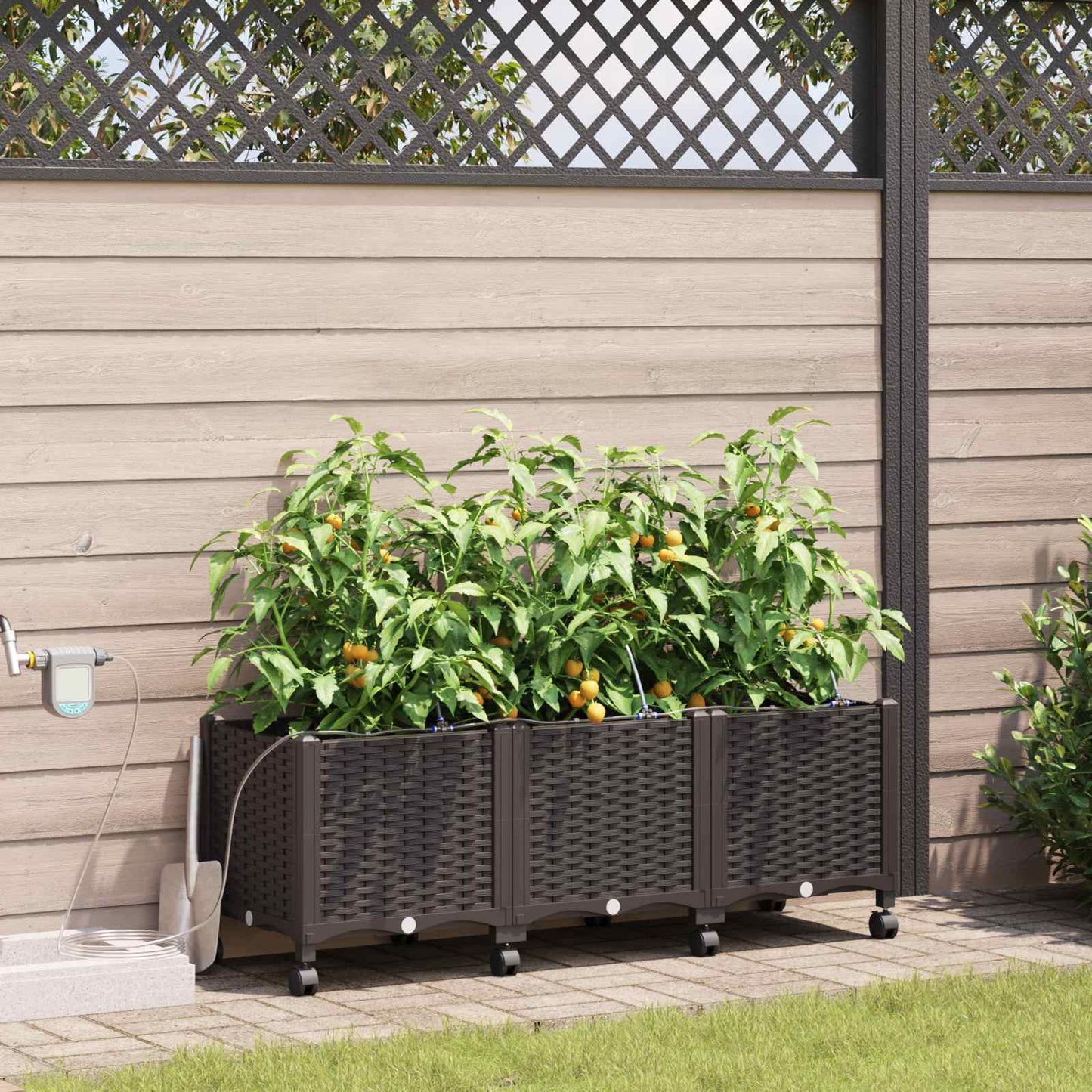 Garten Blumenkübel Mit Bewässerung Und Rädern 4 Stk. Pp
