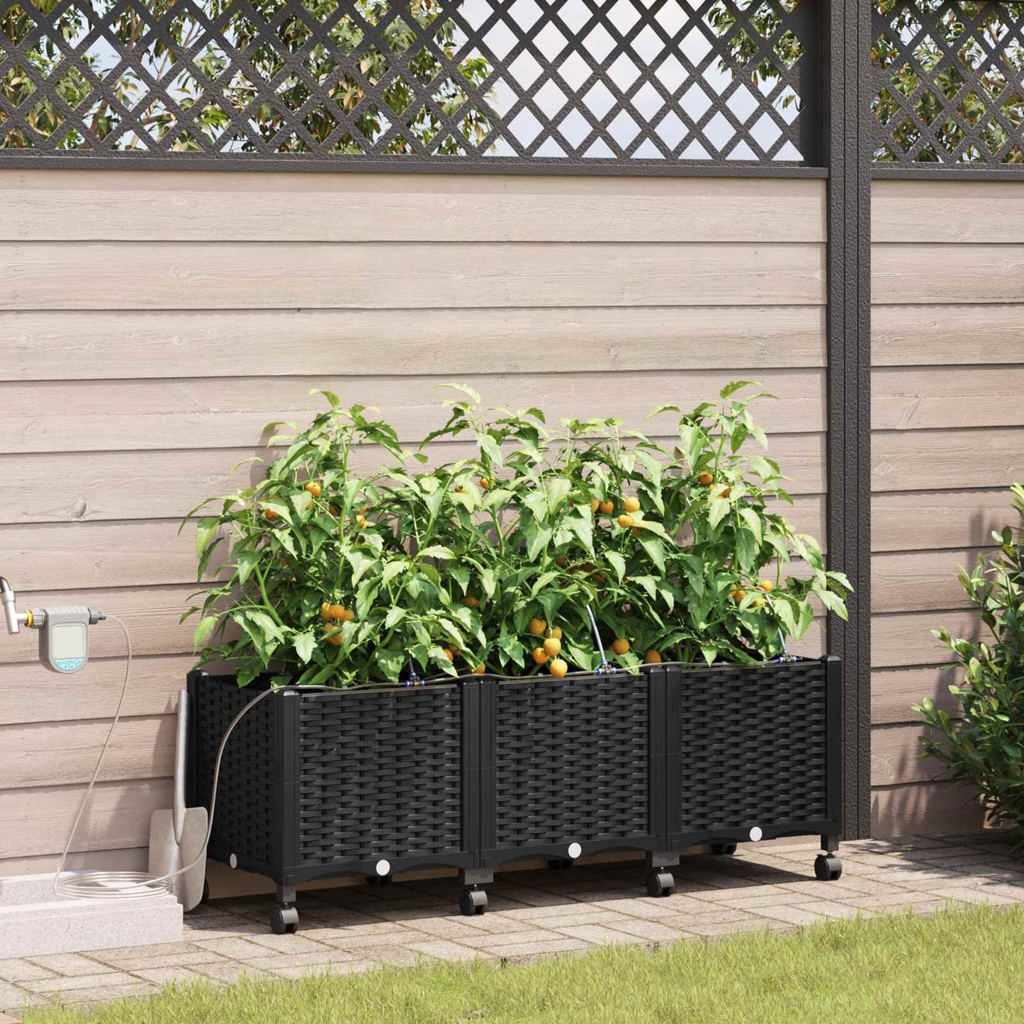 Garten Blumenkübel Mit Bewässerung Und Rädern 4 Stk. Pp