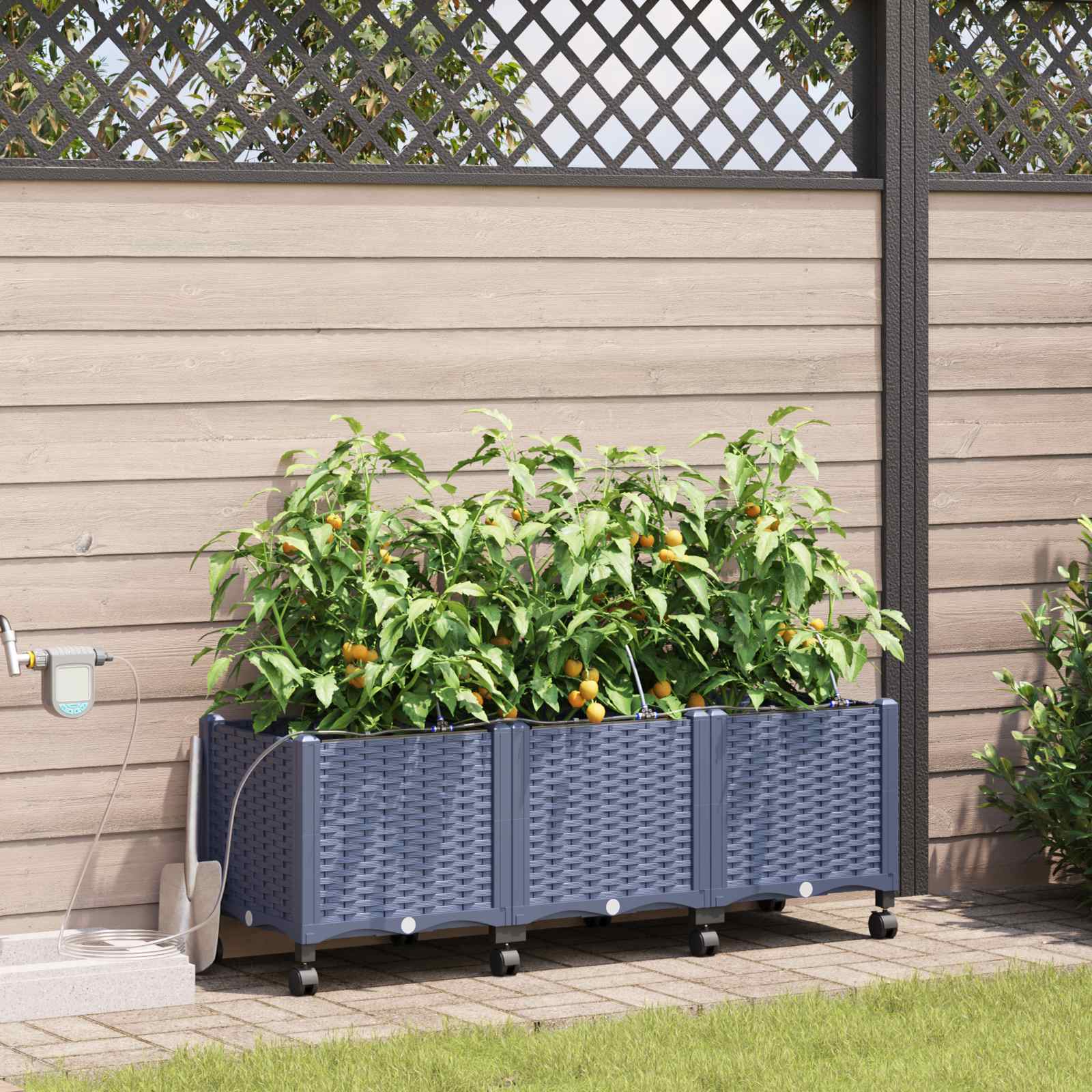 Garten Blumenkübel Mit Bewässerung Und Rädern 4 Stk. Pp