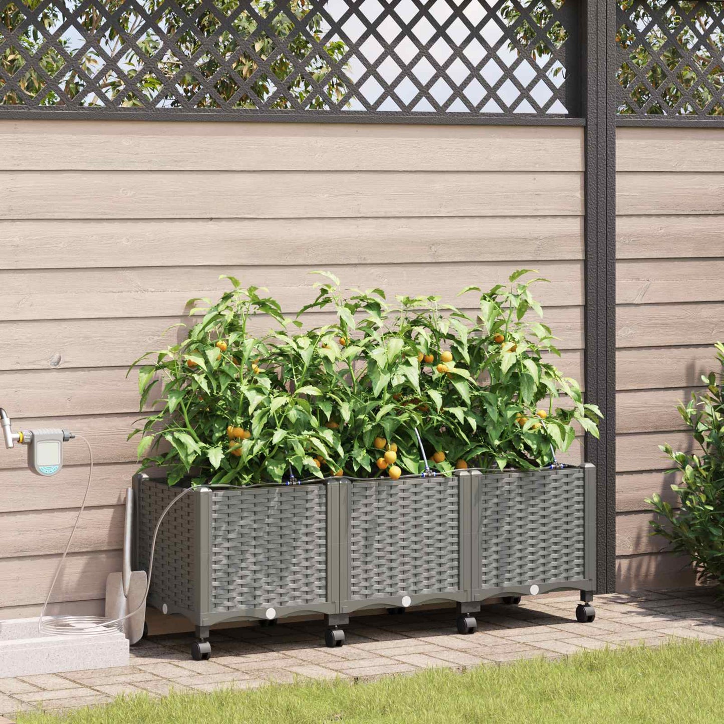 Garten Blumenkübel Mit Bewässerung Und Rädern 3 Stk.