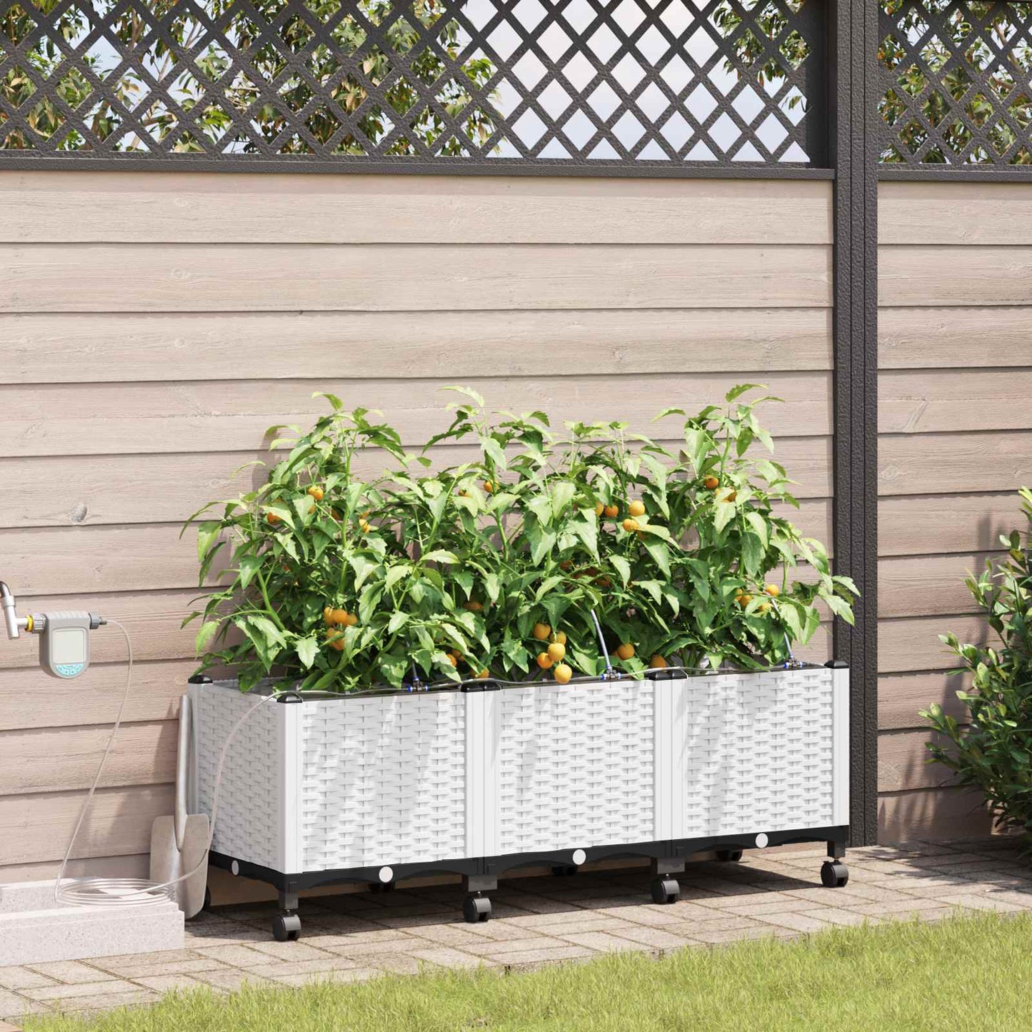 Garten Blumenkübel Mit Bewässerung Und Rädern 4 Stk. Pp