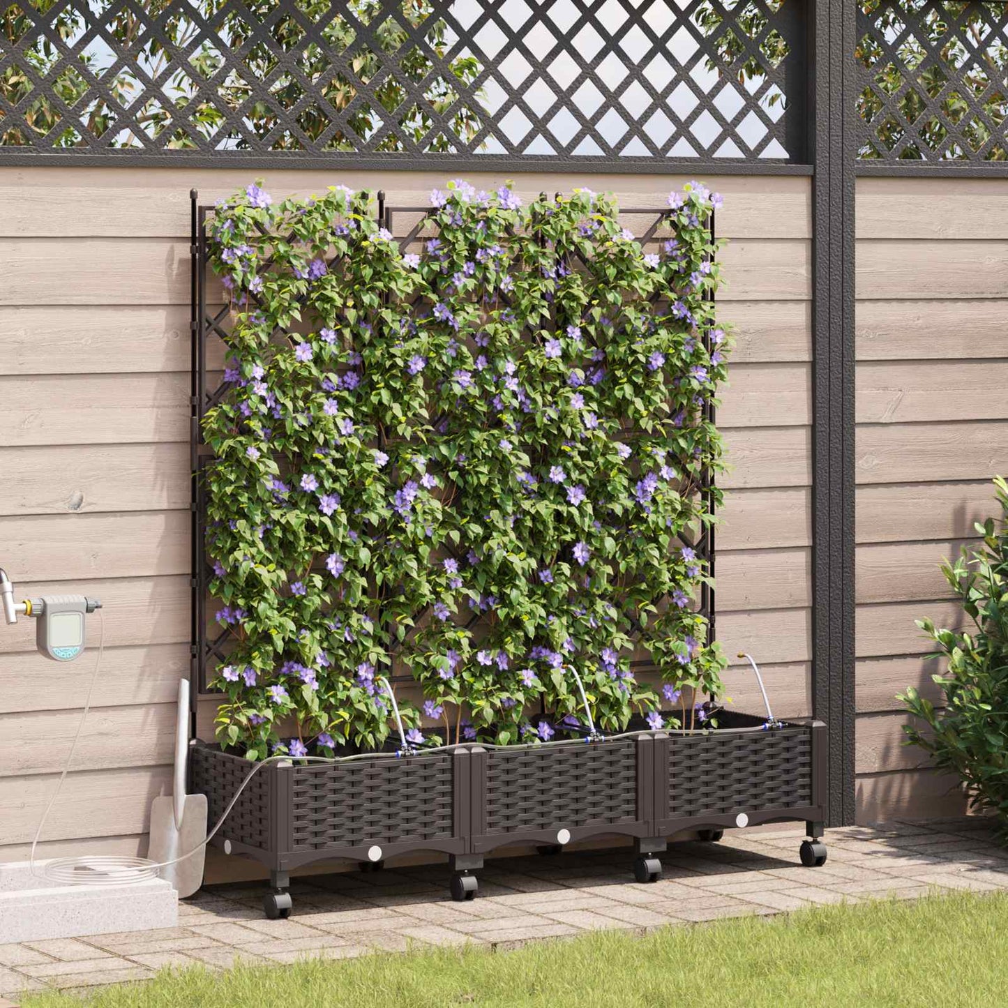 Garten Blumenkübel Mit Bewässerung Und Rädern 4 Stk. Pp