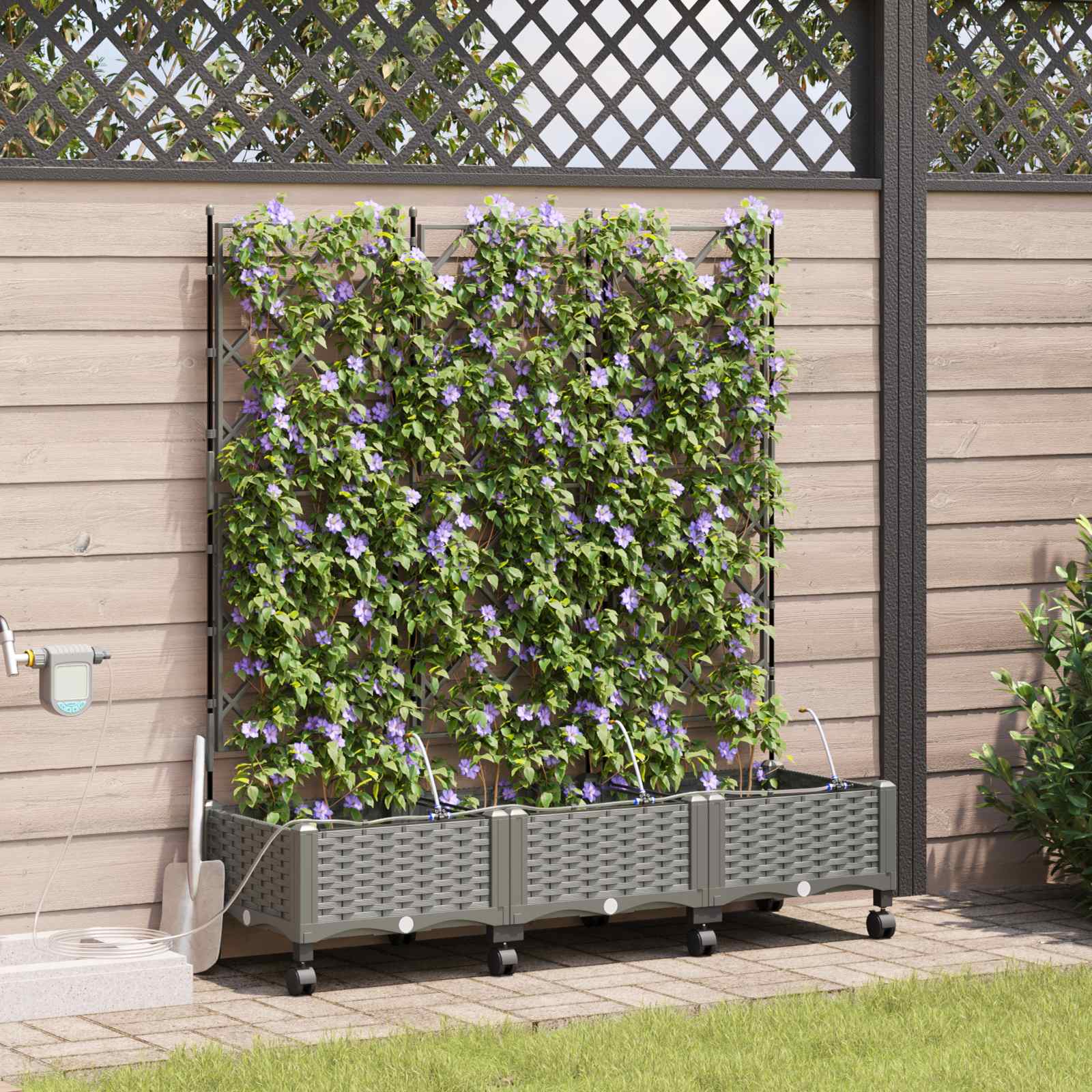 Garten Blumenkübel Mit Bewässerung Und Rädern 4 Stk. Pp