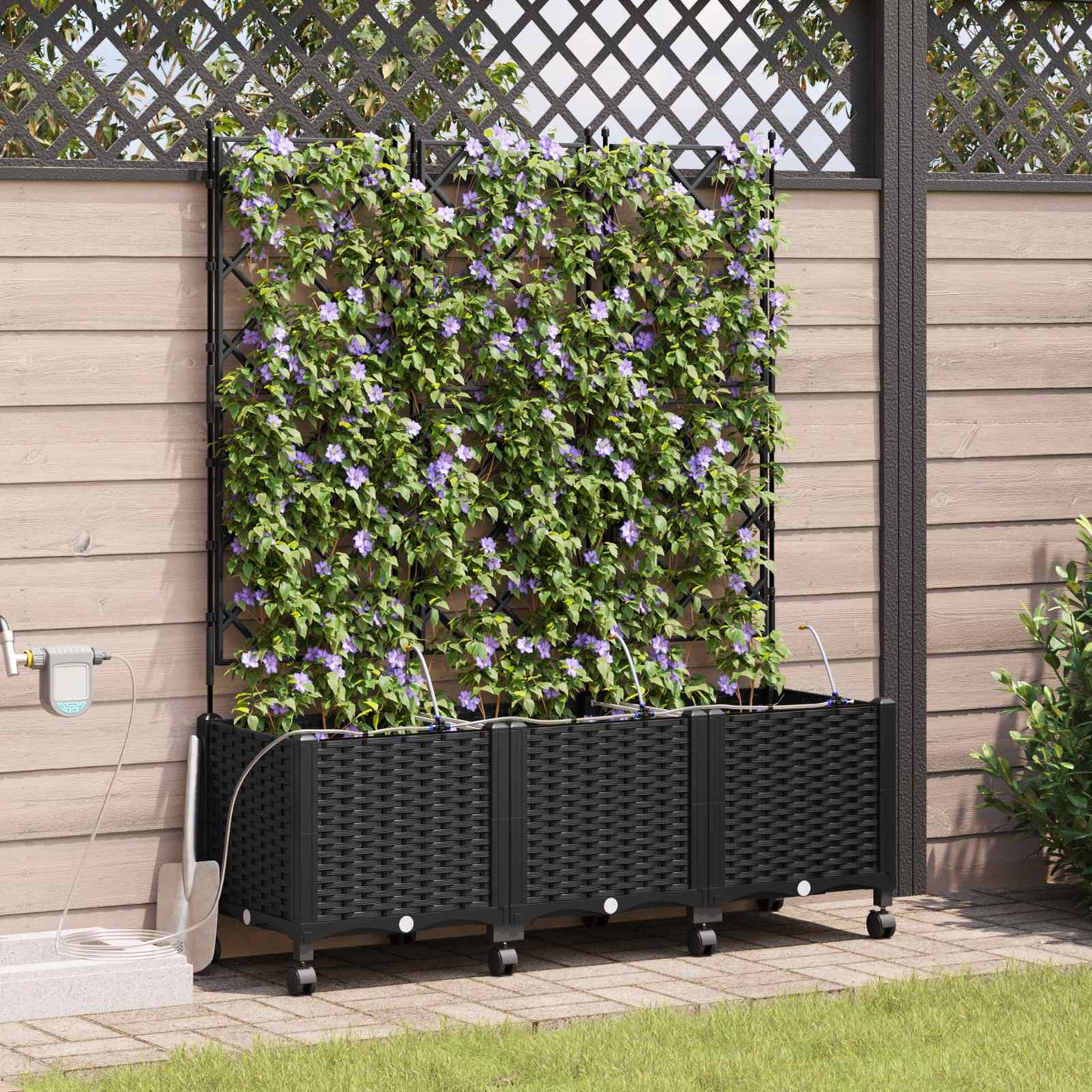 Garten Blumenkübel Mit Bewässerung Und Rädern 3 Stk. Pp