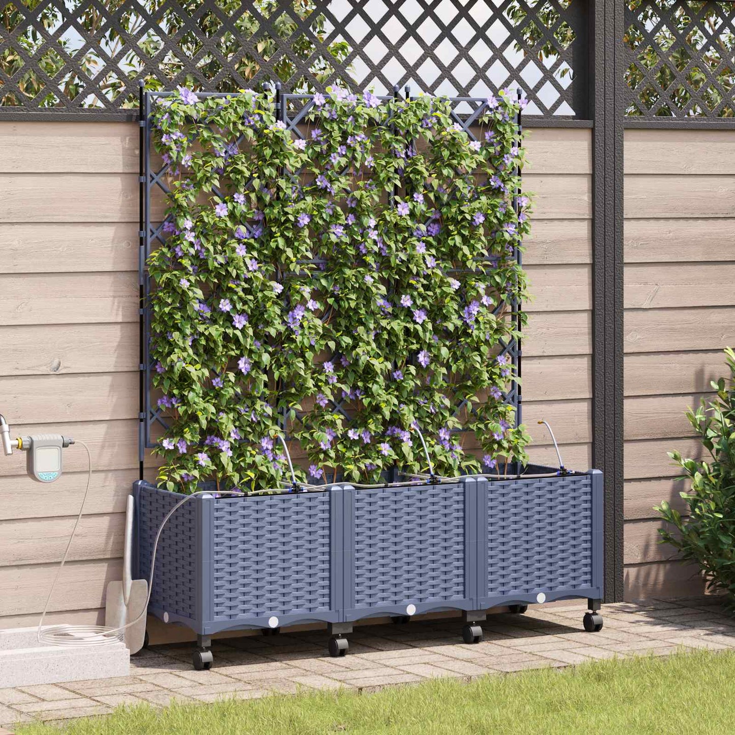 Garten Blumenkübel Mit Bewässerung Und Rädern 4 Stk. Pp