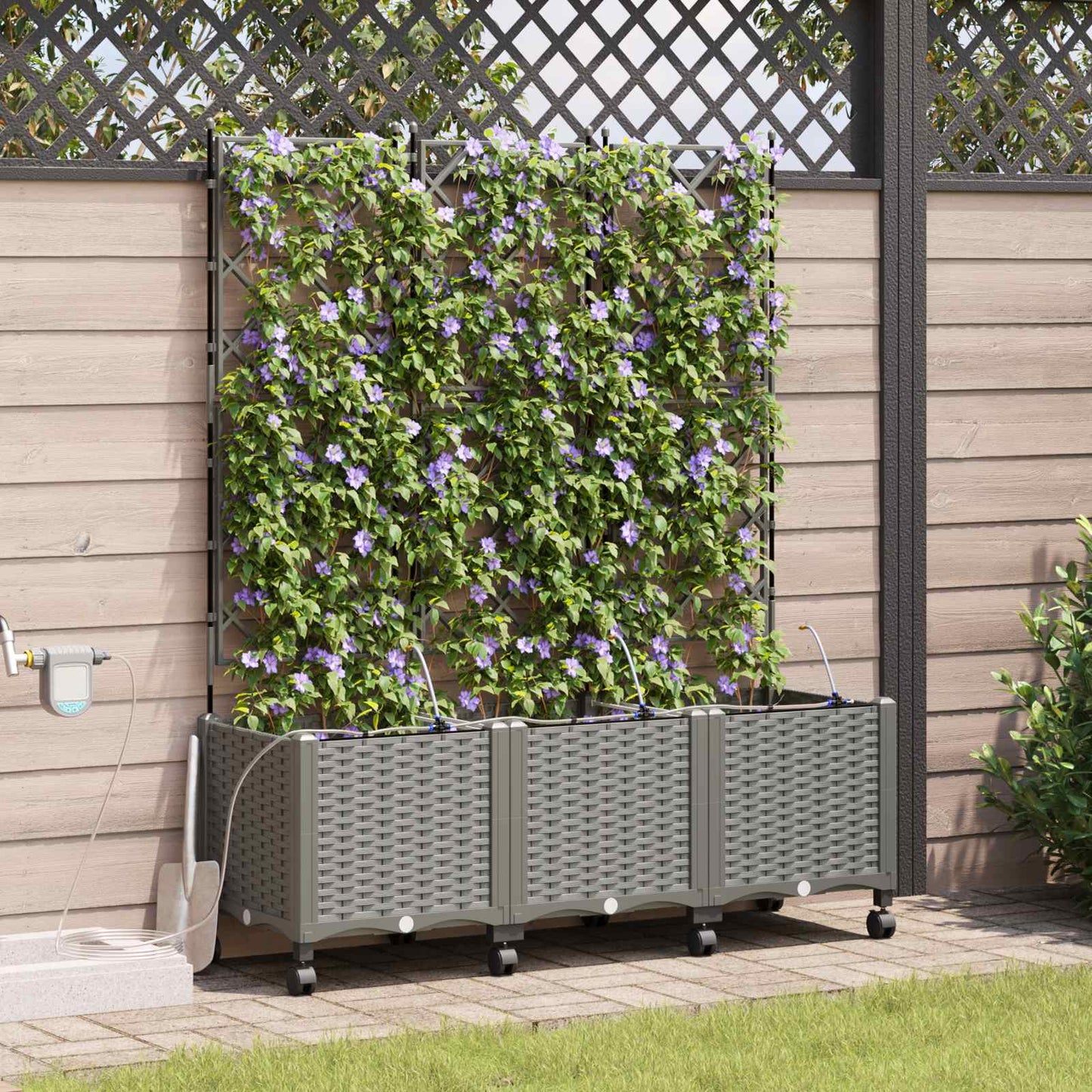 Garten Blumenkübel Mit Bewässerung Und Rädern 4 Stk. Pp